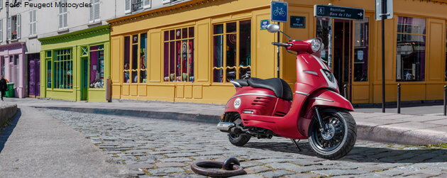 Für Einsteiger empfiehlt sich ein leichter Roller wie der Peugeot Django. Foto: Peugeot Motocycles